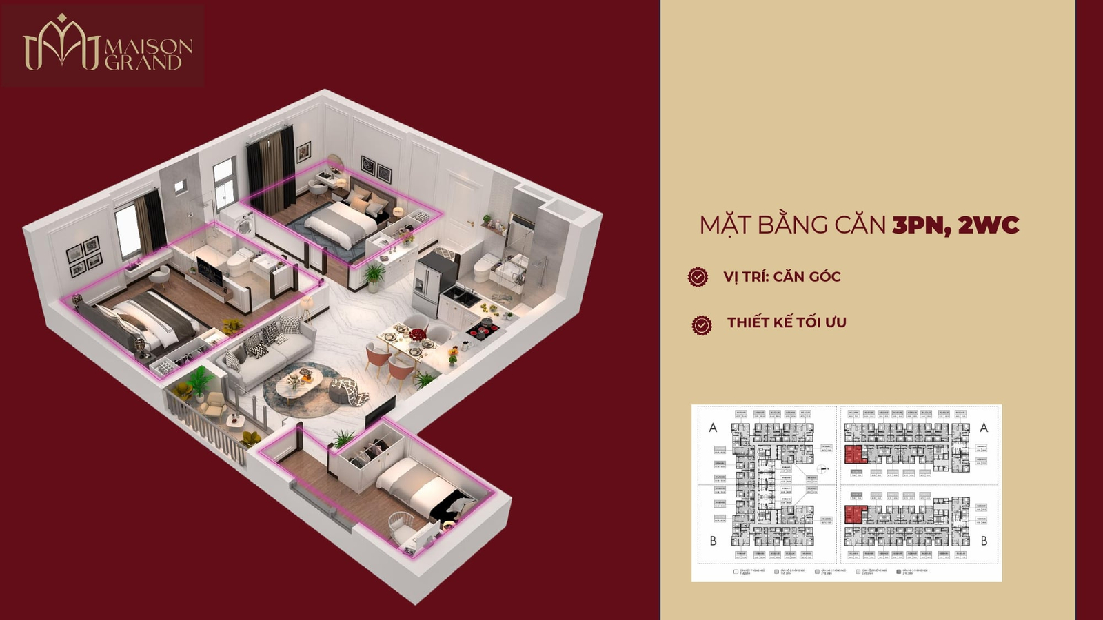 Thiết kế căn hộ 3pn Maison Grand