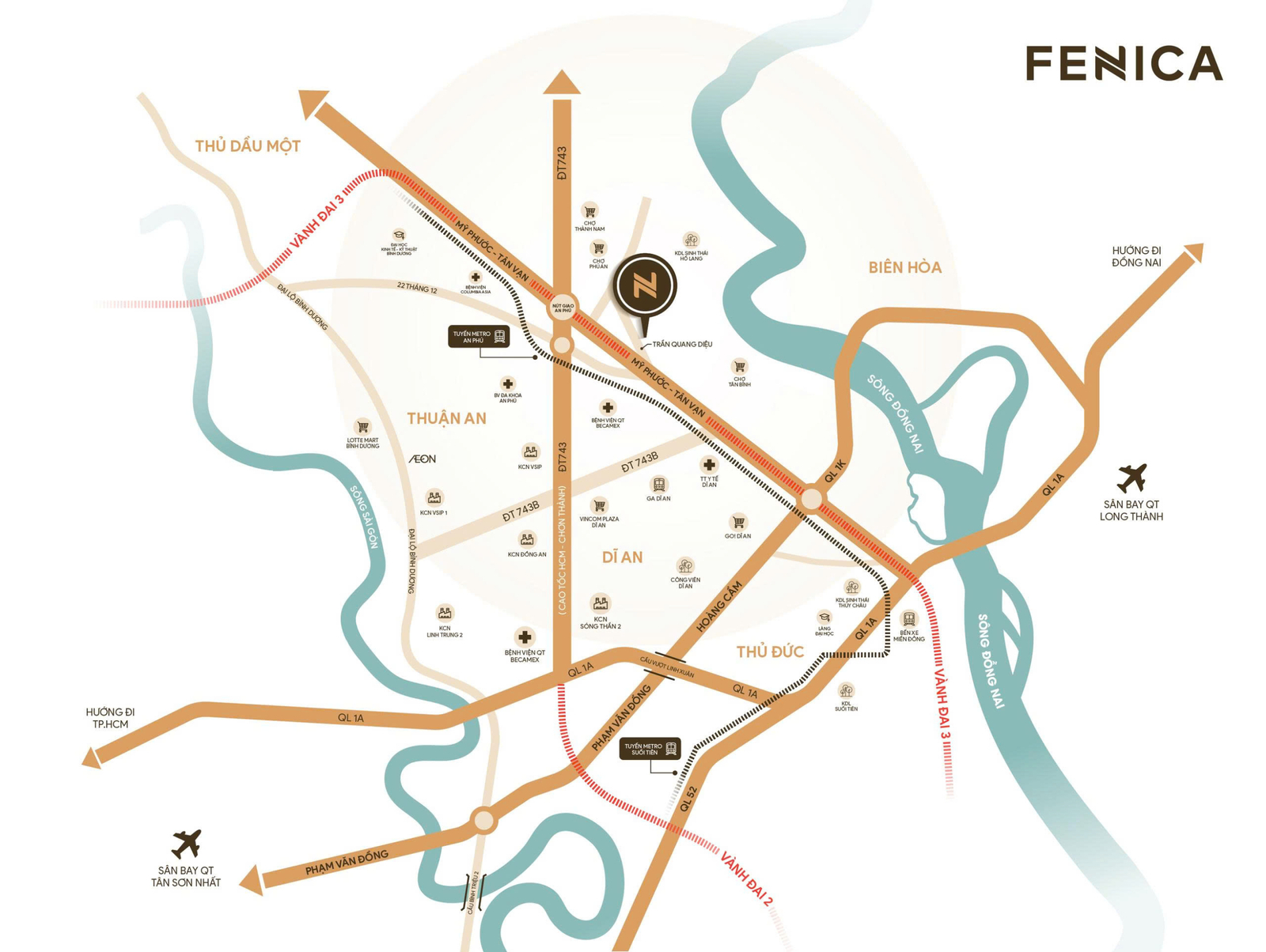 Fenica 23 Vị trí dự án Fenica dĩ an