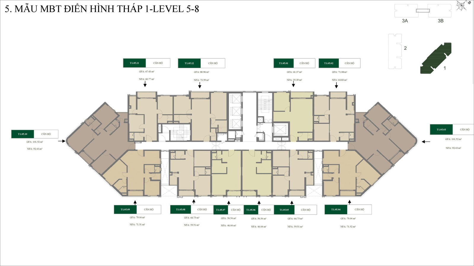 Green Skyline 45 Mặt bằng Tháp 1 Tầng 5-8
